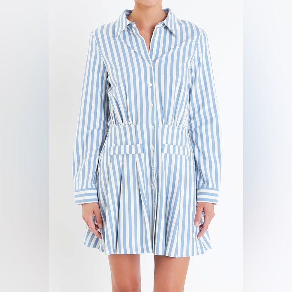 ENGLISH FACTORY STRIPE COLLAR DRESS